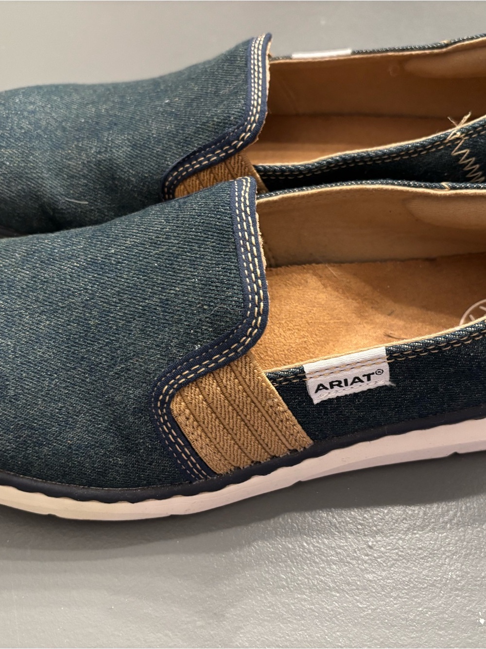 Ariat Navy Denim Slip-On with Tan Accents
